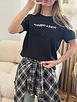 Женская футболка Dolce & Gabbana черная майка дольче габанна