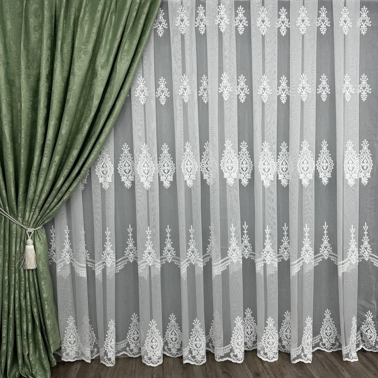 Бамбукова тюль Keten №4637 у вітальню, спальню білий оптом