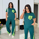 Жіночий спортивний костюм з двонитки зі вставками (Батал), фото 6