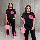 Жіночий спортивний костюм з двонитки зі вставками (Батал), фото 7
