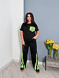 Жіночий спортивний костюм з двонитки зі вставками (Батал), фото 8