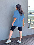 Жіночий спортивний костюм на літо футболка і велосипедки (Батал), фото 3