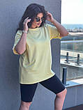 Жіночий спортивний костюм на літо футболка і велосипедки (Батал), фото 5
