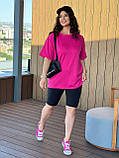 Жіночий спортивний костюм на літо футболка і велосипедки (Батал), фото 6
