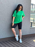 Жіночий спортивний костюм на літо футболка і велосипедки з двонитки (Батал), фото 5
