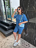 Жіночий спортивний костюм на літо футболка і велосипедки з двонитки (Батал), фото 8