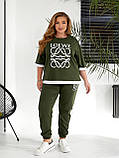 Жіночий літній спортивний костюм футболка і штани з лампасами (Батал), фото 2