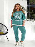 Жіночий літній спортивний костюм футболка і штани з лампасами (Батал), фото 4