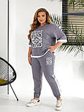 Жіночий літній спортивний костюм футболка і штани з лампасами (Батал), фото 5
