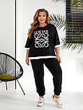 Жіночий літній спортивний костюм футболка і штани з лампасами (Батал), фото 6