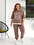 Жіночий літній спортивний костюм футболка і штани з лампасами (Батал), фото 9