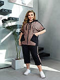 Жіночий спортивний костюм з двонитки кофта на змійці і бріджи (Батал), фото 3