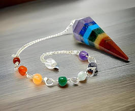 Маятник кулон 7 чакр з натурального каміння для духовних практик