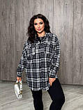 Сорочка жіноча трендова у клітинку з тіару у кольорах (Батал), фото 3