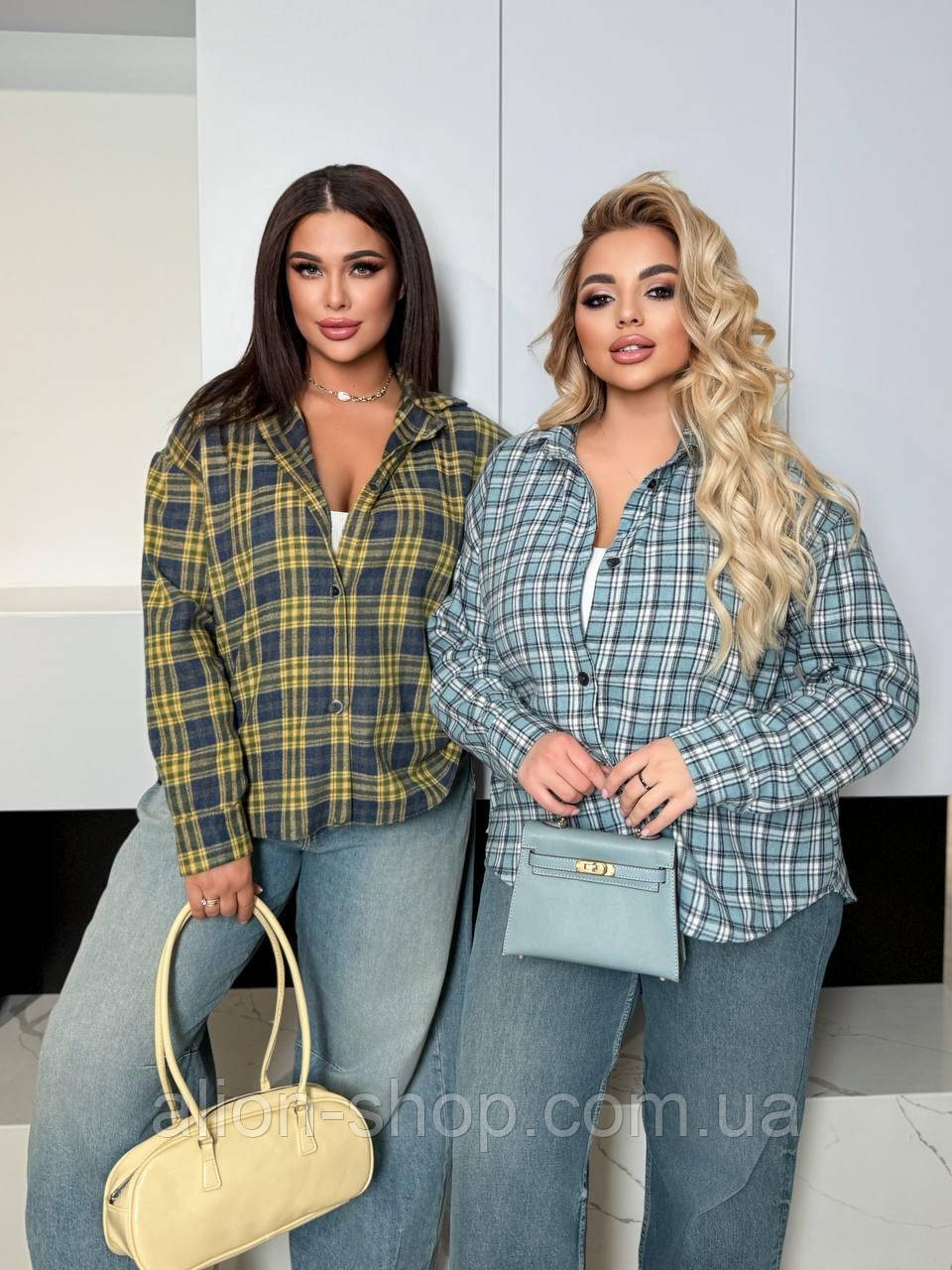 Сорочка жіноча стильна у клітинку з фланелі (Норма і батал), фото 1