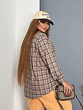 Жіноча стильна сорочка у клітинку з фланелі у кольорах (Батал), фото 3