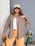 Жіноча стильна сорочка у клітинку з фланелі у кольорах (Батал), фото 4