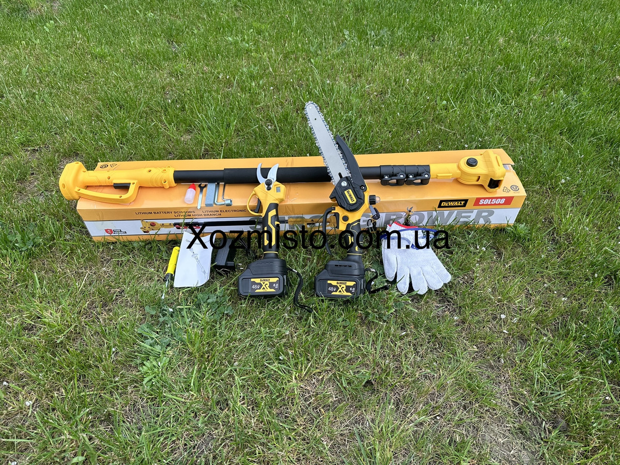 Набір 3в1 АКБ DeWalt 48 V (Пила DCM155HN + Секатор DCMPP540P1 Digital + Телескопічна штанга 2.6 м)