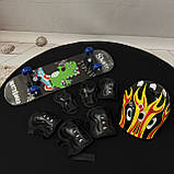 Набір 3в1 Скейт дитячий + Комплект захисту+ Шолом (наколінники, налокітники, рукавички) скейтборд, фото 3