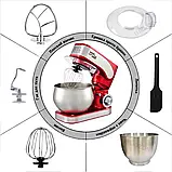 Потужний тістоміс Zepline 3500Вт Універсальний міксер 4в1 Тістоміс з 6л чашою Кухонний міксер з 3 насадками К2, фото 8