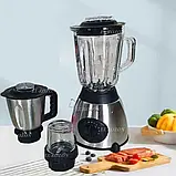 Стаціонарний блендер 3в1 Zepline 2000Вт Кухонний блендер з різними чашами Універсальний блендер-подрібнювач К2, фото 2