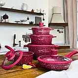 Набір посуду BellMax із гранітним покриттям Кухонний набір каструль 12 предметів Набір посуду для всіх плит, фото 2