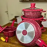 Набір посуду BellMax із гранітним покриттям Кухонний набір каструль 12 предметів Набір посуду для всіх плит, фото 4