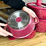 Набір посуду BellMax із гранітним покриттям Кухонний набір каструль 12 предметів Набір посуду для всіх плит, фото 5