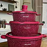 Набір посуду BellMax із гранітним покриттям Кухонний набір каструль 12 предметів Набір посуду для всіх плит, фото 7