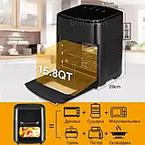 Аерогриль Zepline 3500Вт Аерофритюрниця Безолійна фритюрниця 3в1 15л Аеро гриль+ Фритюрниця+ Сушарка, фото 2