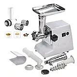 Електрична м'ясорубка Crownberg з шинковкою Електром'ясорубка з різними насадками М'ясорубка з реверсом К2, фото 5