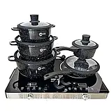 Набір кухонного посуду Higher Kitchen 17 предметів Комплект посуду з гранітним покриттям для всіх плит, фото 5