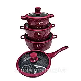 Комплект кухонного посуду 10 предметів Higher Kitchen Набір кастрюль з гранітним покриттям та багатошаровим дном, фото 2