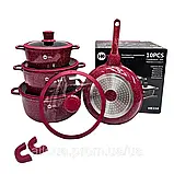 Комплект кухонного посуду 10 предметів Higher Kitchen Набір кастрюль з гранітним покриттям та багатошаровим дном, фото 5