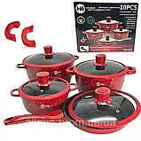 Комплект кухонного посуду 10 предметів Higher Kitchen Набір кастрюль з гранітним покриттям та багатошаровим дном, фото 7