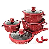 Комплект кухонного посуду 10 предметів Higher Kitchen Набір кастрюль з гранітним покриттям та багатошаровим дном, фото 8