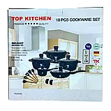 Набір якісних кастрюль 17 предметів TOP KITCHEN Великий комплект кастрюль з мармурово-гранітним покриттям, фото 5