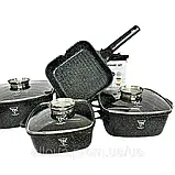 Набір каструль з сковорідкою-грильTOP KITCHEN Комплект посуду з гранітним покриттям К2, фото 6