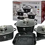 Набір каструль з сковорідкою-грильTOP KITCHEN Комплект посуду з гранітним покриттям К2, фото 7