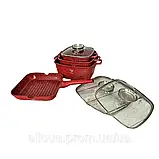 Набір каструль з кришками TOP KITCHEN Комплект каструлі та Гриль-сковорідка Якісний набір каструль 7 предметів, фото 3