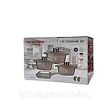 Набір каструлі та кришки TOP KITCHEN з антипригарним покриттям Комплект якісні каструлі та сковорідка 7 предметів, фото 2