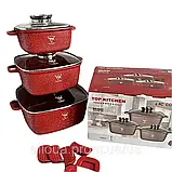 Комплект каструль TOP KITCHEN 6 предметів Комплект каструль для всіх видів плит Якісні каструлі з антипригарним покриттям, фото 5