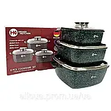 Комплект каструль Higher Kitchenз багатошаровим дном Набір якісних каструль з гранітним покриттям 3 шт, фото 5