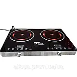 Потужна електроплита плита Zepline Інфрачервона плита на 2 конфорки Настільна інфрачервона плита 4400Вт К2, фото 2