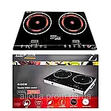 Потужна електроплита плита Zepline Інфрачервона плита на 2 конфорки Настільна інфрачервона плита 4400Вт К2, фото 4