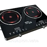 Потужна електроплита плита Zepline Інфрачервона плита на 2 конфорки Настільна інфрачервона плита 4400Вт К2, фото 5