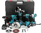Набір 5в1 акумуляторний Makita 36V Перфоратор Гайковер Циркулярна пила Болгарка Шуруповерт Макіта набір, фото 5
