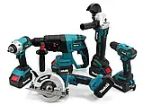 Набір 5в1 акумуляторний Makita 36V Перфоратор Гайковер Циркулярна пила Болгарка Шуруповерт Макіта набір, фото 9
