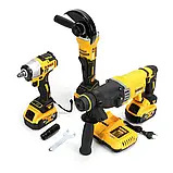 Набір 3в1 DeWALT 36V Комплект акумуляторних інструментів Деволт Болгарка DCG413 Перфоратор DCH263 Гайковерт DCF922, фото 3