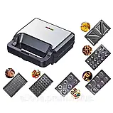 Мультмейкер 6в1 Rainberg Потужна вафельниця 2200Вт Контактний гриль з антипригарними змінними пластинами К2, фото 4